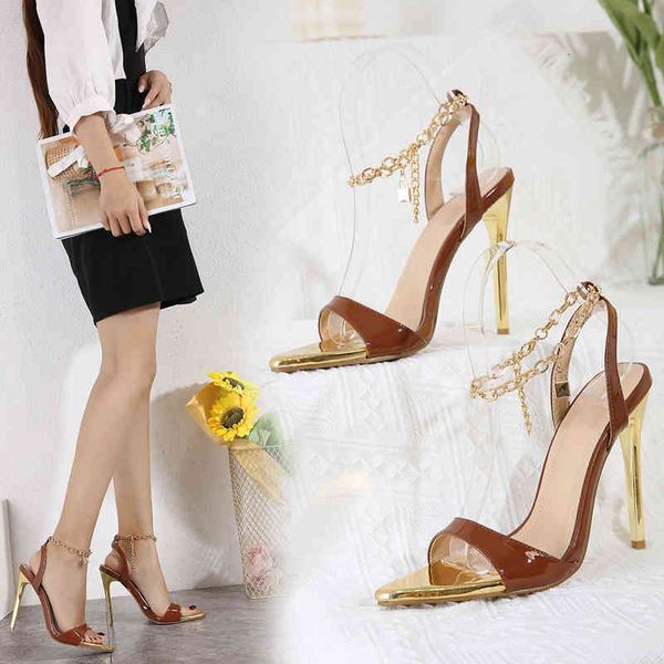 sandals women's sandals pointed peep toe thin heels high summer fashion current metal blocking uext, Black
sandals women's sandals pointed peep toe thin heels high summer fashion current metal blocking uext, Black