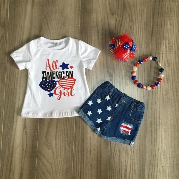 july 4th baby girls clothes outfits set cotton all america girl star stretchy denim distressed shorts boutique match accessories, White
july 4th baby girls clothes outfits set cotton all america girl star stretchy denim distressed shorts boutique match accessories, White