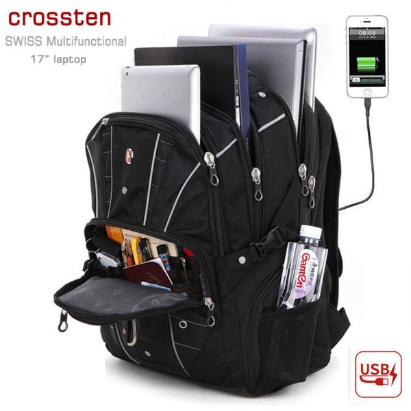 crossten swiss-multifunctional usb charging port 17 inch lapbackpack water resistant anti-theft lock travel bag schoolbag
crossten swiss-multifunctional usb charging port 17 inch lapbackpack water resistant anti-theft lock travel bag schoolbag