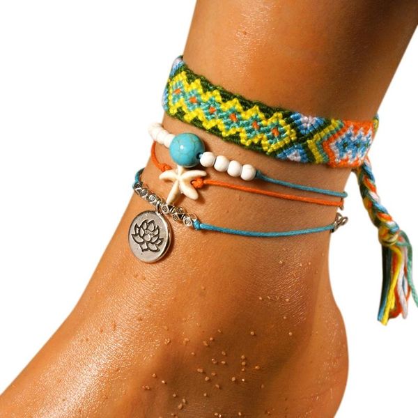 anklets handmade weave bobo lotus anklet set fashion starfish 4 pieces bohemian chic summer bracelet ankle for women gift, Red;blue
anklets handmade weave bobo lotus anklet set fashion starfish 4 pieces bohemian chic summer bracelet ankle for women gift, Red;blue