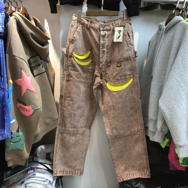 men's pants kapital and women's heavy-duty washed worn out banana embroidery patch hip hop loose overalls j8wu, Black
men's pants kapital and women's heavy-duty washed worn out banana embroidery patch hip hop loose overalls j8wu, Black