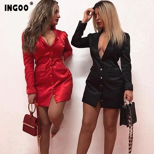 casual dresses ingoo autumn deep v neck bodycon blazer dress fashion elegant button fluorescence color long sleeve slim suit women, Black;gray
casual dresses ingoo autumn deep v neck bodycon blazer dress fashion elegant button fluorescence color long sleeve slim suit women, Black;gray