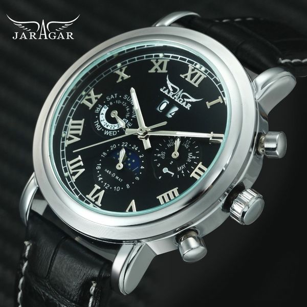 jaragar brand luxury car mechanical watch men sun moon screen 3 sub-dials 6 hands calendar fashion dress watches male, Slivery;brown
jaragar brand luxury car mechanical watch men sun moon screen 3 sub-dials 6 hands calendar fashion dress watches male, Slivery;brown