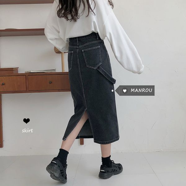 spring 2021 new korean retro style loose slit denim temperament was thin mid-length skirt women xcov, Black
spring 2021 new korean retro style loose slit denim temperament was thin mid-length skirt women xcov, Black