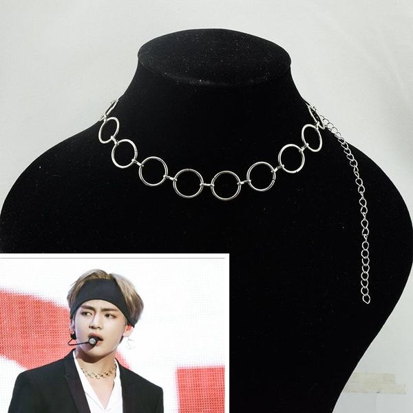 pendant necklaces kpop stainless steel necklace punk circle choker men women bangtan boys jewelry collier idol kim tae hyung same, Silver
pendant necklaces kpop stainless steel necklace punk circle choker men women bangtan boys jewelry collier idol kim tae hyung same, Silver