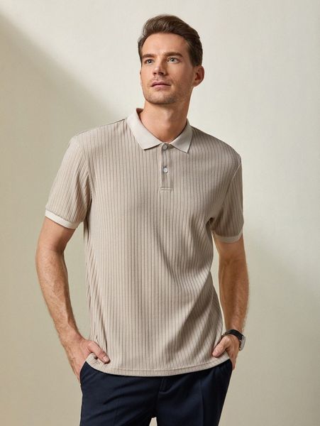 men contrast trim polo shirt f3ub#, White;black