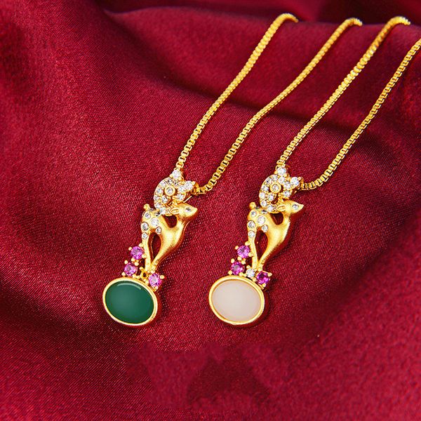 natural hetian jade sika deer pendant necklace 925 silver fashion jewelry chalcedony amulet gifts for women, Slivery;golden
natural hetian jade sika deer pendant necklace 925 silver fashion jewelry chalcedony amulet gifts for women, Slivery;golden
