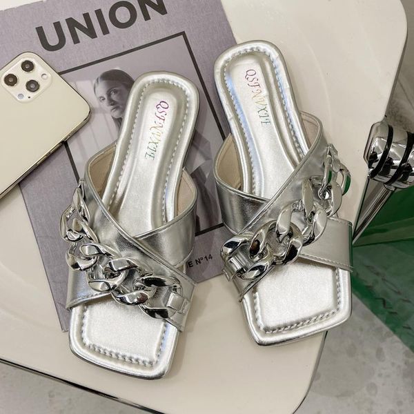 slippers summer ladies fashion cross chain leather sandals square toe flat holiday beach outdoor leisure, Black
slippers summer ladies fashion cross chain leather sandals square toe flat holiday beach outdoor leisure, Black