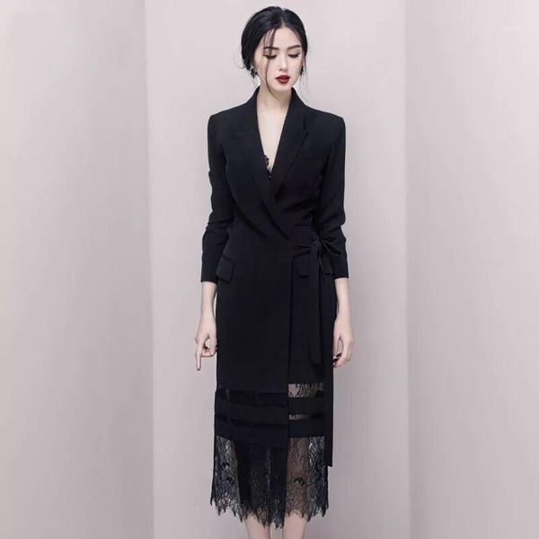 women's jackets runway design robe femme autumn black long sleeve lace patchwork suits coat chic bow tie up, Black;brown
women's jackets runway design robe femme autumn black long sleeve lace patchwork suits coat chic bow tie up, Black;brown