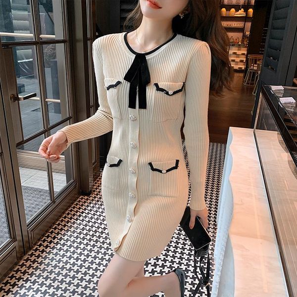 casual dresses autumn winter sweet o-neck knit dress women's chic button long sleeve retro sweater mini robes, Black;gray
casual dresses autumn winter sweet o-neck knit dress women's chic button long sleeve retro sweater mini robes, Black;gray