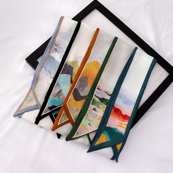 scarves 2021 summer silk scarf sunset and mountains print thin narrow bag decorative ribbon for women, Blue;gray
scarves 2021 summer silk scarf sunset and mountains print thin narrow bag decorative ribbon for women, Blue;gray