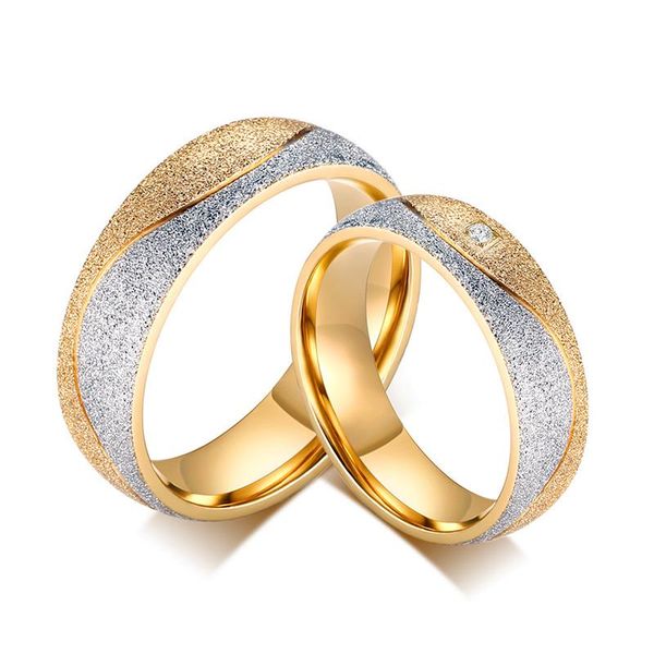 couple engagement ring for women men sand blasted gold color stainless steel cz wedding rings jewelry r00098, Slivery;golden
couple engagement ring for women men sand blasted gold color stainless steel cz wedding rings jewelry r00098, Slivery;golden