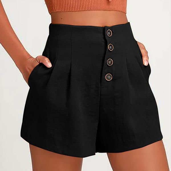 summer solid shorts women jumpsuits high waist casual buttom button beach plus size wide leg, Black;white
summer solid shorts women jumpsuits high waist casual buttom button beach plus size wide leg, Black;white