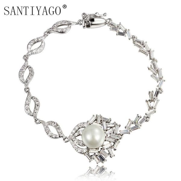 cuff fashion link chain plated with beads simulated pearl bracelets love women jewelry, White 
cuff fashion link chain plated with beads simulated pearl bracelets love women jewelry, White