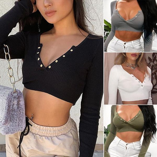 women's t-shirt open button o neck long sleeve tee vintage women tight t shirt front slit crop, White
women's t-shirt open button o neck long sleeve tee vintage women tight t shirt front slit crop, White