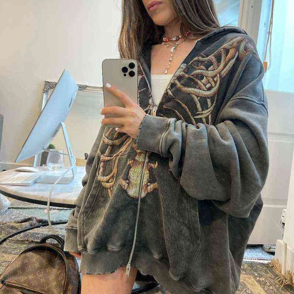 90's vintage women's loose jacket, hooded jacket, harajuku autumn and winter skull pattern, zipper, gray, Black;brown
90's vintage women's loose jacket, hooded jacket, harajuku autumn and winter skull pattern, zipper, gray, Black;brown