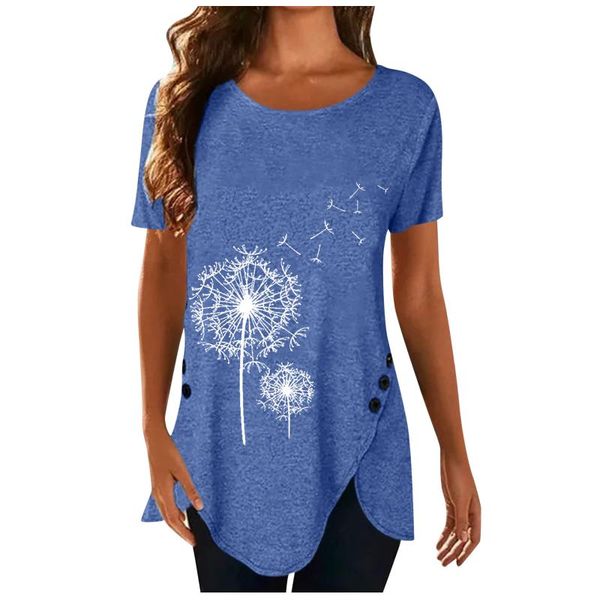 women's t-shirt fashion black dandelion print summer tees shirts women short sleeve button irregular 2021 loose t shirt plus size, White
women's t-shirt fashion black dandelion print summer tees shirts women short sleeve button irregular 2021 loose t shirt plus size, White