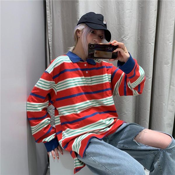women's t-shirt harajuku korean turn-down collar button long sleeve striped casual t-shirts spring fall fashion brand camisetas mujer, White
women's t-shirt harajuku korean turn-down collar button long sleeve striped casual t-shirts spring fall fashion brand camisetas mujer, White