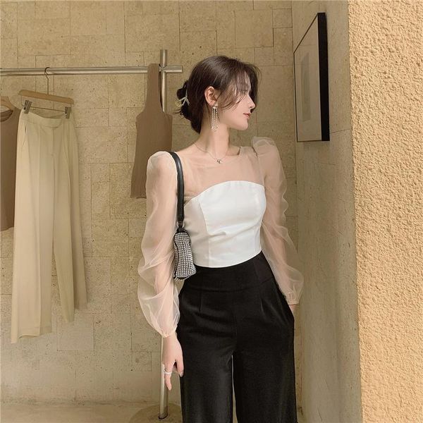 women's blouses & shirts perspective mesh patchwork bow blouse women clothes korean fashion brand o-neck long sleeve backless shirt whi, White
women's blouses & shirts perspective mesh patchwork bow blouse women clothes korean fashion brand o-neck long sleeve backless shirt whi, White