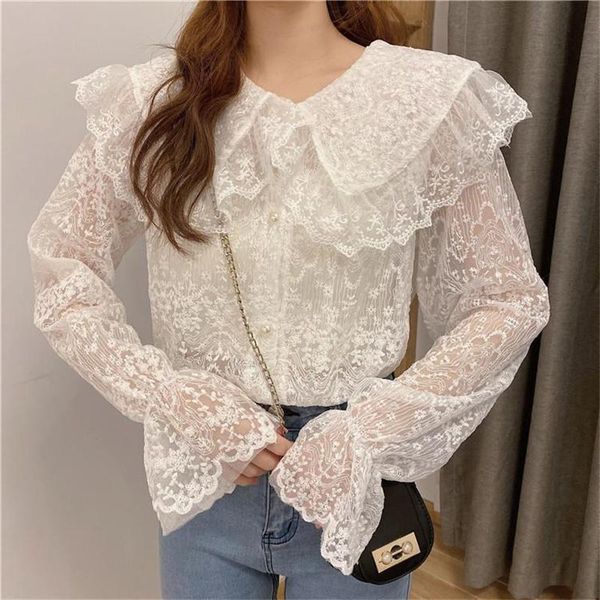 women's blouses & shirts spring women lace patchwork lady long sleeve solid vintage doll collar korean blusas mujer, White
women's blouses & shirts spring women lace patchwork lady long sleeve solid vintage doll collar korean blusas mujer, White