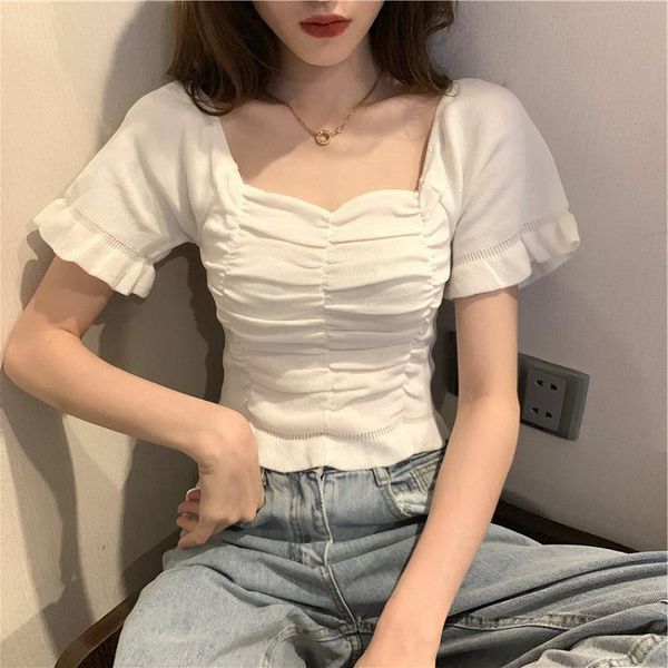 women's t-shirt 2021 french short sleeve careful machine pleated tee slim female tshirt, White
women's t-shirt 2021 french short sleeve careful machine pleated tee slim female tshirt, White