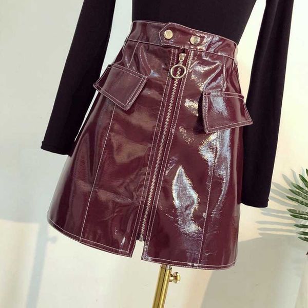 women fashion high waist circle zipper shiny skirts pu leather mini short pencil causal solid white skir 210601, Black
women fashion high waist circle zipper shiny skirts pu leather mini short pencil causal solid white skir 210601, Black