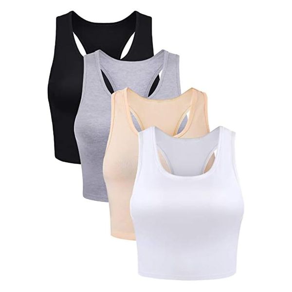 women 4 pieces basic all-wrapped vest sport breathable athletic gym running seamless fitness yoga vest sport bra blouse, White;black
women 4 pieces basic all-wrapped vest sport breathable athletic gym running seamless fitness yoga vest sport bra blouse, White;black