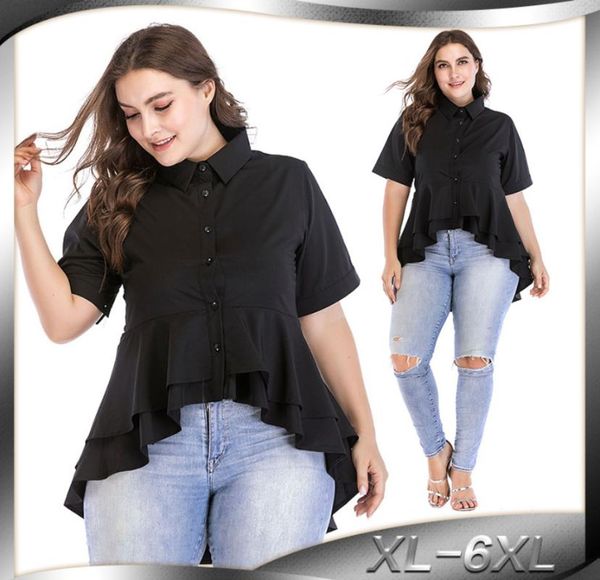 women's blouses & shirts plus size 6xl black cascading ruffle shirt women 2021 spring autumn fashion lapel female long sleeve casual bl, White
women's blouses & shirts plus size 6xl black cascading ruffle shirt women 2021 spring autumn fashion lapel female long sleeve casual bl, White