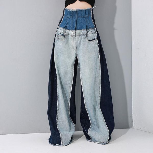women's jeans wide leg denim trousers baggy daddy pants contrast spliced high waist loose cowboy hip hop street plus size jean, Blue
women's jeans wide leg denim trousers baggy daddy pants contrast spliced high waist loose cowboy hip hop street plus size jean, Blue