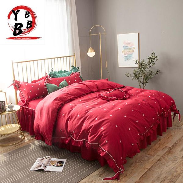 bedding sets pure cotton red duvet cover luxury bed linen princess skirt twin full king wedding bedclothes
bedding sets pure cotton red duvet cover luxury bed linen princess skirt twin full king wedding bedclothes