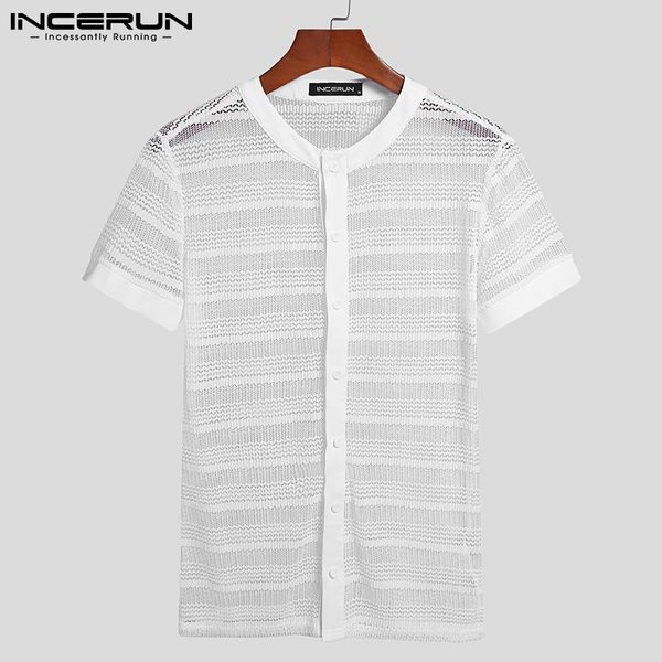 men's casual shirts incerun 2021 men mesh shirt see through short sleeve streetwear button clothing party nightclub camisas, White;black
men's casual shirts incerun 2021 men mesh shirt see through short sleeve streetwear button clothing party nightclub camisas, White;black