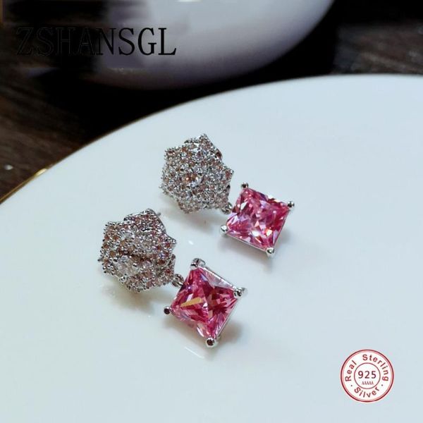 stud delicate 100% 925 sterling silver sparkling flower earrings with clear pink cz women girls party luxury jewelry gift, Golden;silver
stud delicate 100% 925 sterling silver sparkling flower earrings with clear pink cz women girls party luxury jewelry gift, Golden;silver