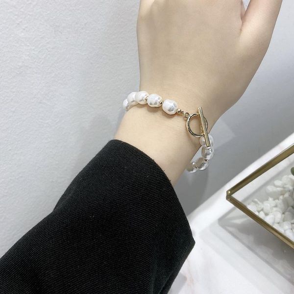 link, chain fashion simple pearl bracelet for women gold color party fine jewelry gift accessories 2021 trend, Black
link, chain fashion simple pearl bracelet for women gold color party fine jewelry gift accessories 2021 trend, Black