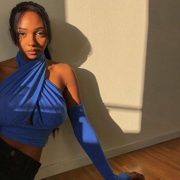 Halter Hot Sexy Wrap Crop Tops with Sleeve Women Elegant Fashion Backless Cut-Out Cropped Feminino Top Streetwear, Black
Halter Hot Sexy Wrap Crop Tops with Sleeve Women Elegant Fashion Backless Cut-Out Cropped Feminino Top Streetwear, Black