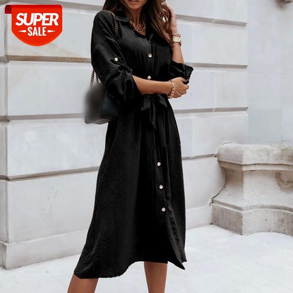 autumn adjustable long sleeve women's shirt dress single breasted lace up female long dresses new solid elegant ladies clothes #z40j, Black;gray
autumn adjustable long sleeve women's shirt dress single breasted lace up female long dresses new solid elegant ladies clothes #z40j, Black;gray