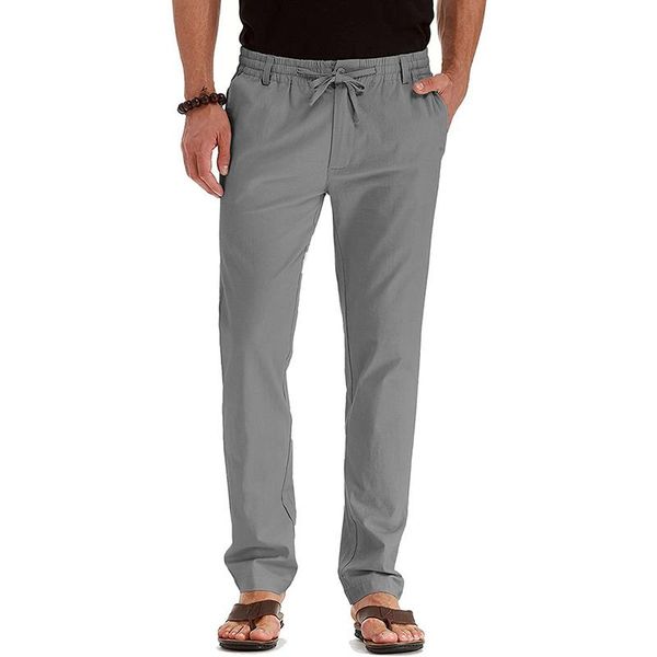 men's pants business casual lace-up mid waist solid trouser 2021 spring autumn cotton linen men fashion loose streetwear, Black
men's pants business casual lace-up mid waist solid trouser 2021 spring autumn cotton linen men fashion loose streetwear, Black