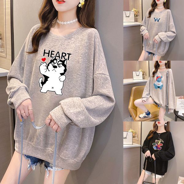 2021 new plus size thin sweatshirt women cotton cartoon casual cute fashion pullovers oversized spring autumn cool yh28, Black
2021 new plus size thin sweatshirt women cotton cartoon casual cute fashion pullovers oversized spring autumn cool yh28, Black