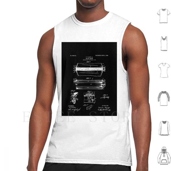 men' tank snare drum patent-black vest sleeveless patent black and white art geek invention vintage, White;black
men' tank snare drum patent-black vest sleeveless patent black and white art geek invention vintage, White;black