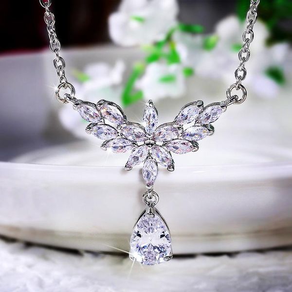 pendant necklaces japan and korea fashion product zircon petal water drop necklace female bride wedding luxury jewelry gift, Silver
pendant necklaces japan and korea fashion product zircon petal water drop necklace female bride wedding luxury jewelry gift, Silver