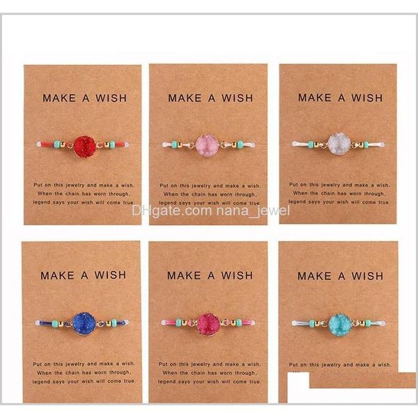 handmade druzy resin stone bracelet make a wish card wax rope braided bracelets bangles with rice bead for women girls summer beach cw qzsbu, Golden;silver
handmade druzy resin stone bracelet make a wish card wax rope braided bracelets bangles with rice bead for women girls summer beach cw qzsbu, Golden;silver