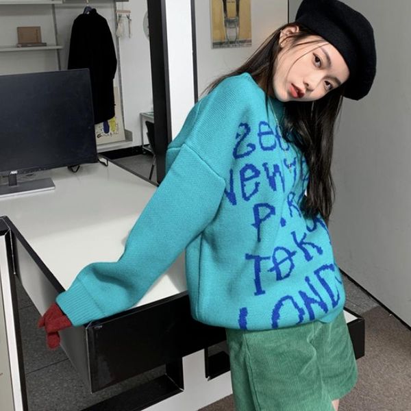 women's sweaters tide chic letter jacquard o neck long sleeve sweater casual loose woman autumn winter warm knitted pullover, White;black
women's sweaters tide chic letter jacquard o neck long sleeve sweater casual loose woman autumn winter warm knitted pullover, White;black