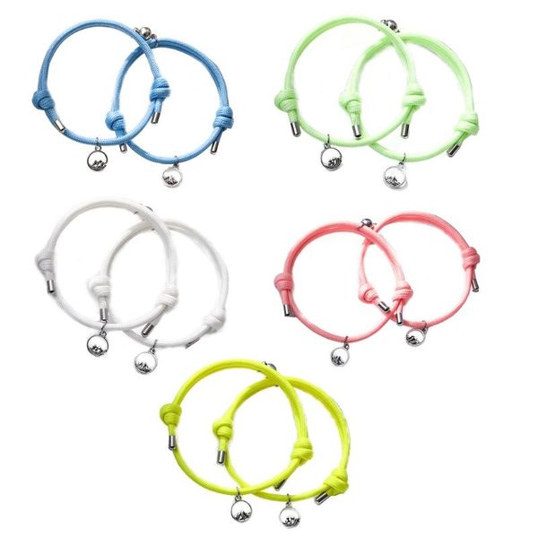 charm bracelets 2pcs/set couples friend bracelet luminous shiny rope weaving magnet pulling, Golden;silver 
charm bracelets 2pcs/set couples friend bracelet luminous shiny rope weaving magnet pulling, Golden;silver