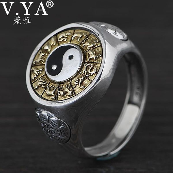 cluster rings v.ya 925 sterling silver ring exaggerated mens rotatable jiugong bagua twelve chinese zodiac signs jewelry, Golden;silver
cluster rings v.ya 925 sterling silver ring exaggerated mens rotatable jiugong bagua twelve chinese zodiac signs jewelry, Golden;silver