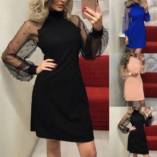 casual dresses women's vestidos pearl beading mesh sleeve dress long a-line mini party ropa mujer, Black;gray
casual dresses women's vestidos pearl beading mesh sleeve dress long a-line mini party ropa mujer, Black;gray