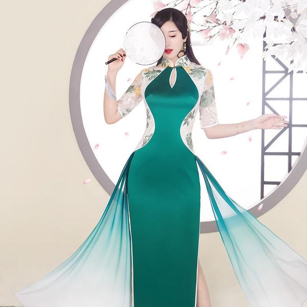 ethnic clothing satin long cheongsam women vintage button qipao chinese style embroidery floral dresses elegant mandarin collar vestido, Red
ethnic clothing satin long cheongsam women vintage button qipao chinese style embroidery floral dresses elegant mandarin collar vestido, Red
