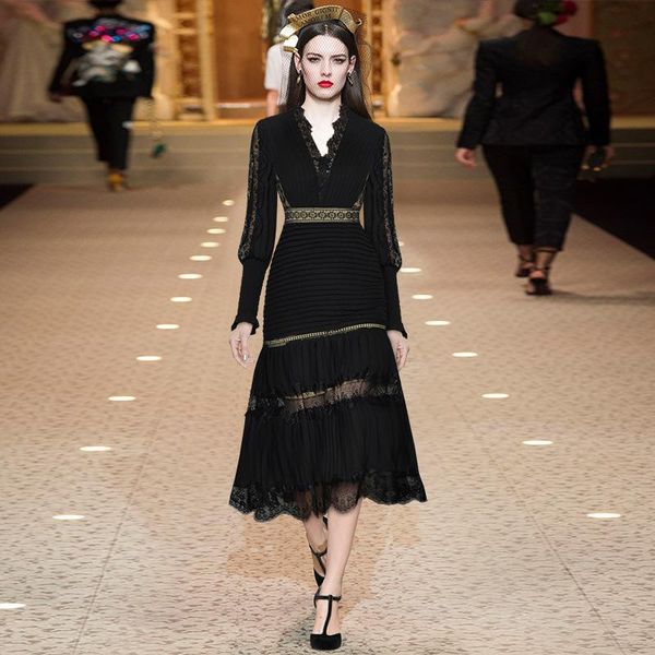 casual dresses v-neck lace stitching lantern long-sleeved hollow see-through pleated slim autumn party evening women dress, Black;gray
casual dresses v-neck lace stitching lantern long-sleeved hollow see-through pleated slim autumn party evening women dress, Black;gray