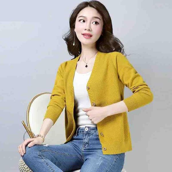 women's knits & tees cardigan women 2021 autumn 100% wool sweater knitted v-neck long sleeve cardigans casual short knit coat, White
women's knits & tees cardigan women 2021 autumn 100% wool sweater knitted v-neck long sleeve cardigans casual short knit coat, White