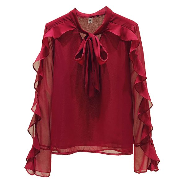 elegant red female blouse 2021 new spring fashion ribbon tied chiffon long-sleeve female shirt blouses 967q, Black
elegant red female blouse 2021 new spring fashion ribbon tied chiffon long-sleeve female shirt blouses 967q, Black