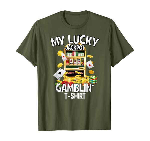 my lucky jackpot gamblin' shirt slot machine gaming machine t-shirt, White;black