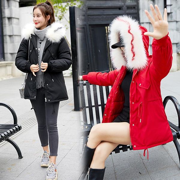 fur collar down winter jacket women loose short down cotton coat drawstring waist cotton jacket thick warm parka, Black
fur collar down winter jacket women loose short down cotton coat drawstring waist cotton jacket thick warm parka, Black